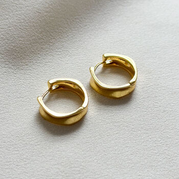 18k Gold Plated Crinkle Hoop Earrings, 3 of 5