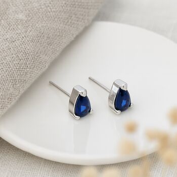Sterling Silver Sapphire Teardrop Stud Earrings – 6mm, 4 of 5