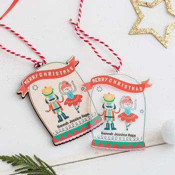 Personalised Christmas Nutcracker And Ballerina Bauble, 4 of 4