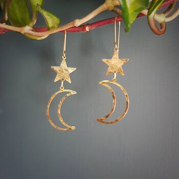 'Tempest Noctis' Ethical Hand Beaten Brass Earrings, 3 of 4