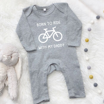 Born To Ride With Daddy Cycling Babygrow, 9 of 11