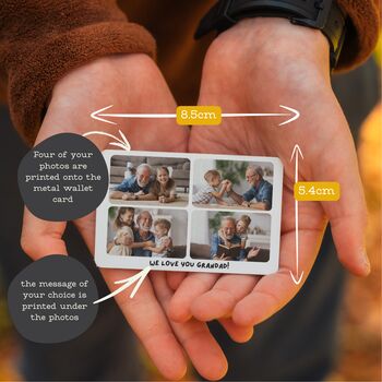 Four Photo And Message Grandfather Metal Wallet Card, 3 of 3