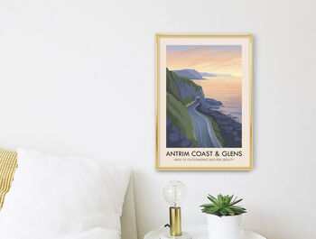 Antrim Coast And Glens Aonb Travel Poster Art Print, 2 of 8