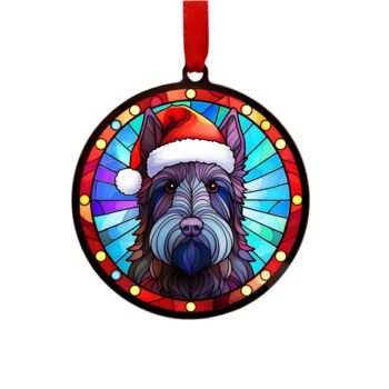 Scottish Terrier In Santa Hat Suncatcher Decoration, 5 of 6