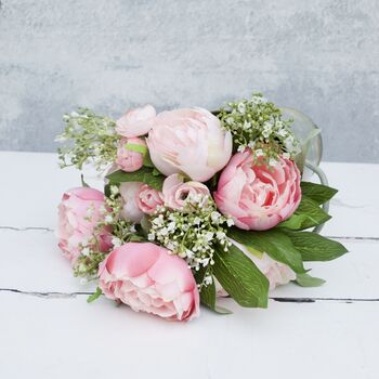 Soft Pink Peony Bouquet With Gypsophelia, 3 of 7