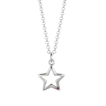 Sterling Silver And Ruby Open Star Necklace, 6 of 6