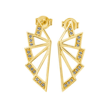 Designer Angel Wing Studs In 18ct Gold Vermeil, 2 of 5