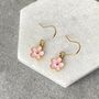 Pink Daisy Enamel Earrings Gold Plated Flower Gift, thumbnail 4 of 5