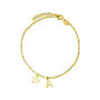 Sterling Silver Gold Plated Initial Star Charm Bracelet, thumbnail 4 of 10