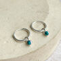 Sterling Silver And Birthstone Mini Hoop, thumbnail 4 of 12