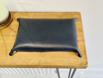 Personalised Rectangle Dark Blue Leather Desk Tray, 9 of 12