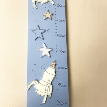 Personalised Jade Rockets Wooden Height Chart, 5 of 10
