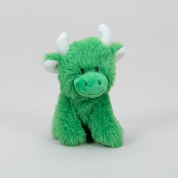 Mini Highland Collectible Green Soft Plush Cow With Pop Up Box, 3 of 8