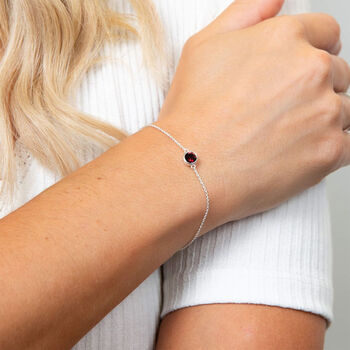 Sterling Silver January Garnet Birthstone Bracelet, 2 of 6