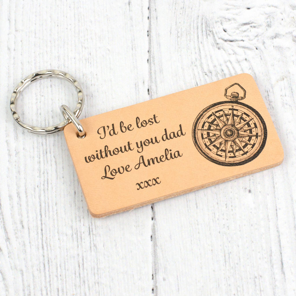 Image of Lost Without You Personalised Leather Keyring