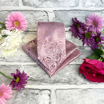 Desert Rose Floral Wedding Tie Set, 6 of 6