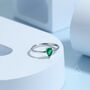 Sterling Silver Created Green Emerald Droplet Ring, thumbnail 4 of 11