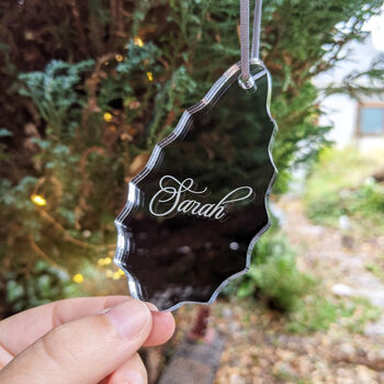 Personalised Silver Mirror Christmas Decoration, 2 of 4