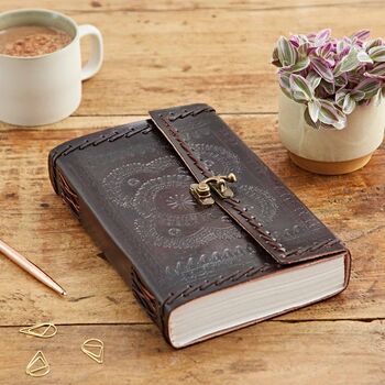 Handcrafted Indra Xl Embossed Leather Journal, 5 of 11