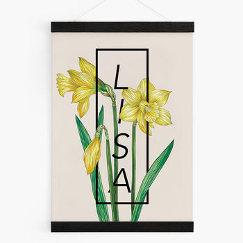 Personalised Daffodil Botanical Flower Print, 6 of 7