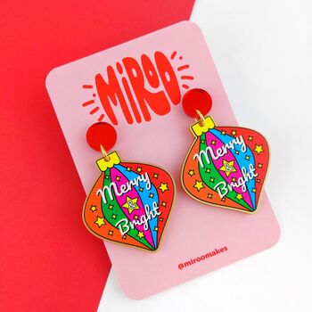 'Merry And Bright' Colourful Christmas Earrings, 6 of 6