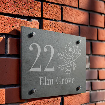 Personalised Floral Slate House Sign, 2 of 3