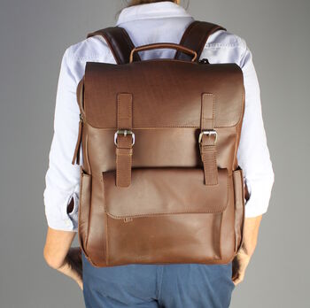 'Kingsley' Water Resistant Leather 15' Laptop Backpack By Vintage Child ...
