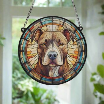 Staffordshire Bull Terrier Brown Stained Glass Effect Suncatcher, 5 of 6