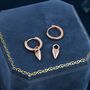 Sterling Silver Dangling Long Heart Hoop Earrings, thumbnail 5 of 12