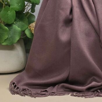 Super Soft Plain Pashmina Style Scarf In Faded Rose, 3 of 3
