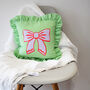 Striped Bow Frill Cushion, thumbnail 8 of 8