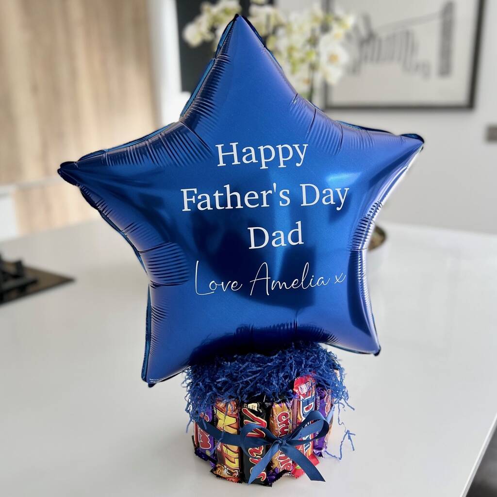 Personalised Fathers Day Balloon Chocolate Bar Cake, 1 of 8