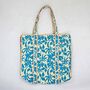 Reversible Blue Leaf Print Quilted Cotton Tote Bag, thumbnail 3 of 3
