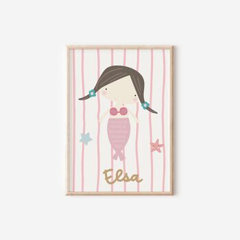 Gilrs Personalised Mermaid Print Set Of Three 'The world is your oyster', 3 of 5