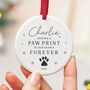 Pet Memorial Ornament Custom Name Paw Print 2025, thumbnail 1 of 7