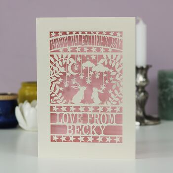 Personalised Papercut Bunny Valentine's Card, 5 of 5