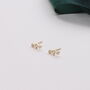 Sterling Silver Three Crystals Earring Studs, thumbnail 2 of 3