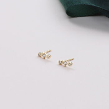 Sterling Silver Three Crystals Earring Studs, 2 of 3