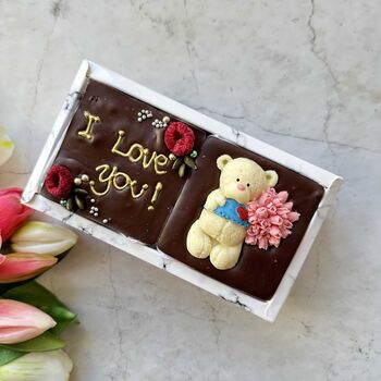 Chocolate Teddy Bear And Flowers, Sweet Box, 3 of 11