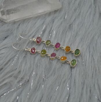 Mixed Tourmaline Sterling Silver Dangle Earrings, 2 of 12