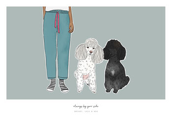'Always By Your Side' Personalised Pet Portrait Print, 3 of 12