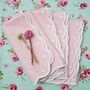 Pair Of Scalloped Embroidered Pink Linen Napkins, thumbnail 3 of 10
