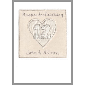 Personalised 12th Silk Wedding Anniversary Card, 6 of 8