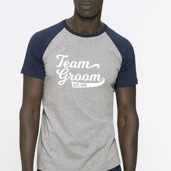 Team Groom Baseball Wedding/Stag Party Organic T Shirts, 2 of 2
