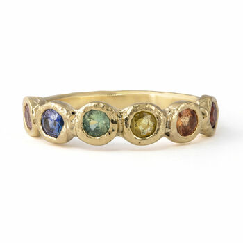 'Iris' Rainbow Sapphire Eternity Ring Recycled 9ct Gold, 11 of 12