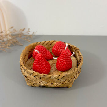 Set Of Four Strawberry Tealight Candles Food Decor, 8 of 11