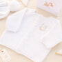Personalised Luxury Baby Cardigan With Embroidered Moon And Stars Initial, thumbnail 1 of 11