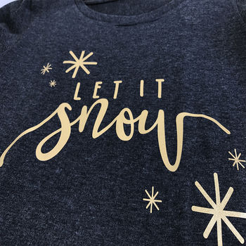 Let It Snow Metallic Christmas T Shirt, 3 of 4
