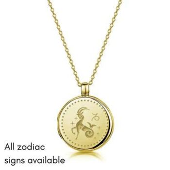 Personalised 18 K Gold Plated Round Zodiac Locket, 2 of 12