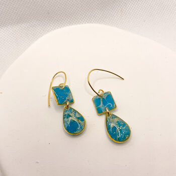 Turqoise Dainty Drop, Clay And Resin Earrings, 6 of 12